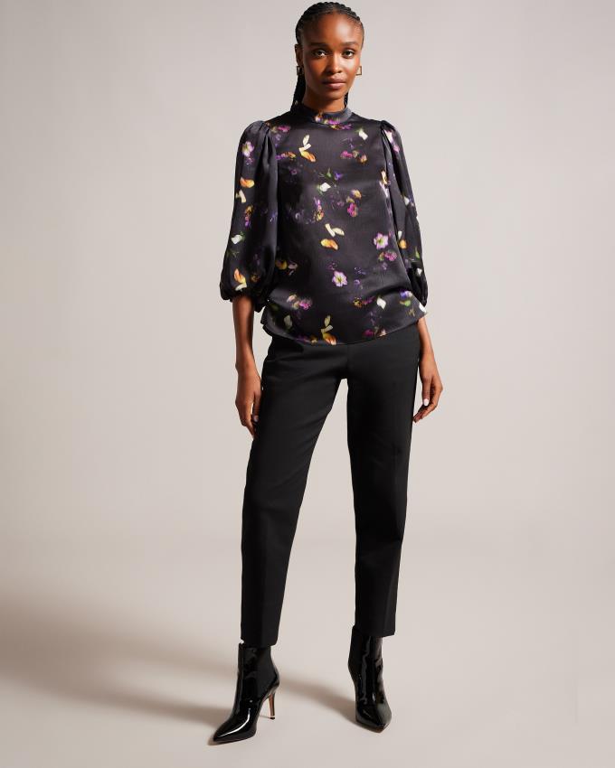 Hauts Ted Baker High Neck With Balloon Sleeves Noir Femme | BUY-29271533